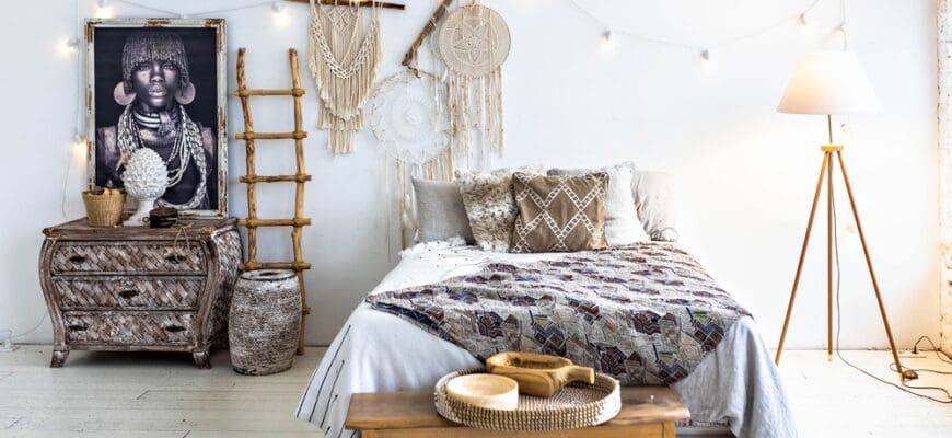 Moscow,Russia-december,2021:,Bright,And,Light,Bedroom,.boho,Style,Interior.